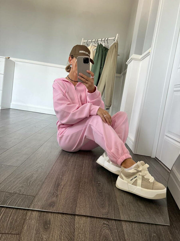 Levoire | Ensemble de pantalons en tissu élastique à capuche relaxant Rosa