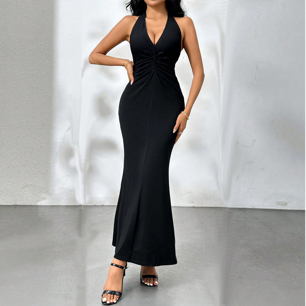Robe enveloppante élégante pour femmes avec décolleté en V profond et ourlet à volants Levoire