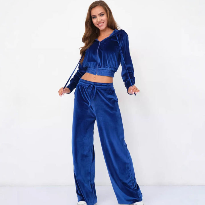 Levoire | Confortable Hopeafox-Velours-Hoodie-Couleur-Pantalon-Set
