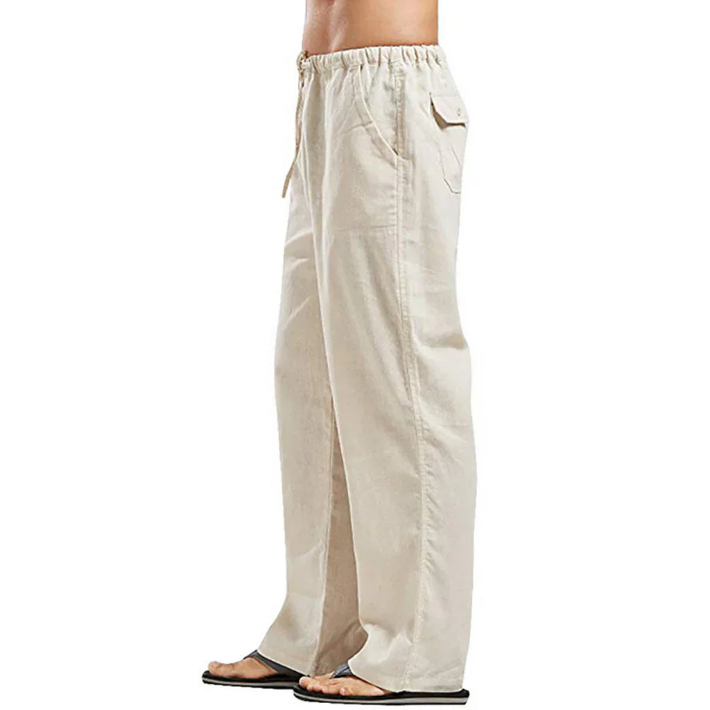 Levoire | Pantalon En Lin Avec Cordon De Serrage Kaki