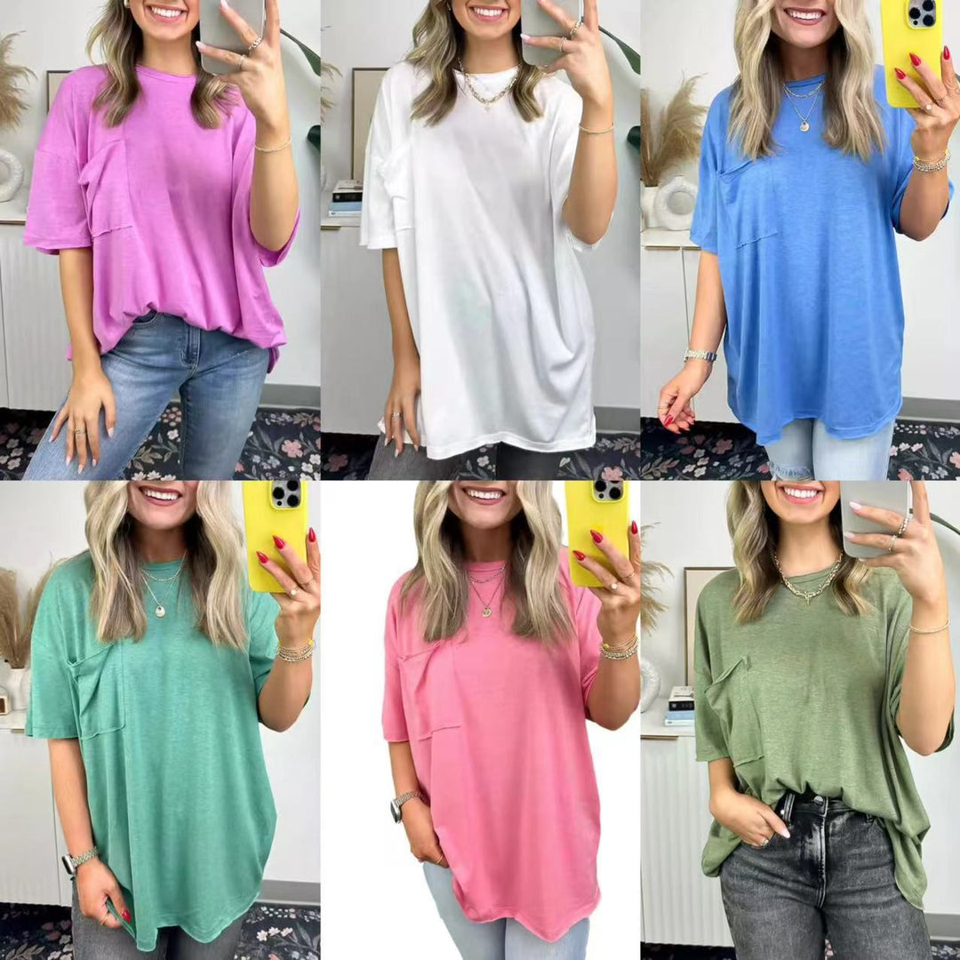 T-shirt ample décontracté pour femmes avec poche Levoire