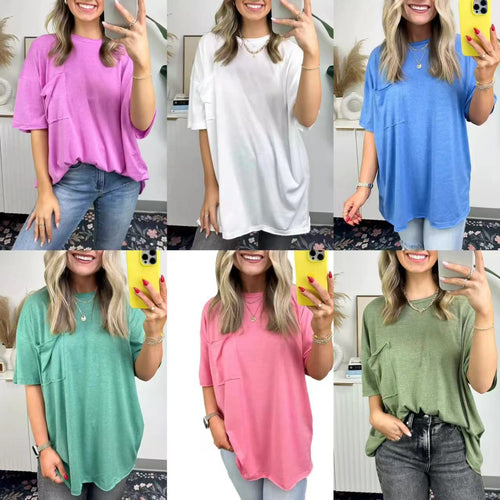T-shirt ample décontracté pour femmes avec poche Levoire