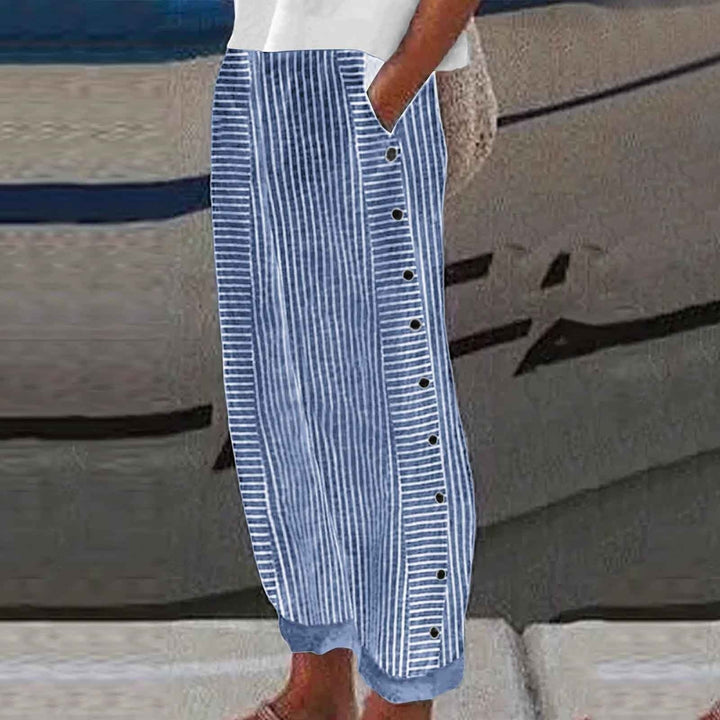 Levoire | Pantalons À Accents À Boutons Rayés Roi bleu