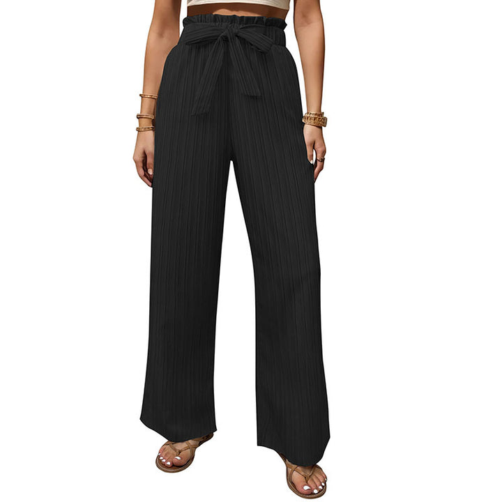Pantalons plissés pour femmes avec ceinture élastique et ceinture à la taille Levoire