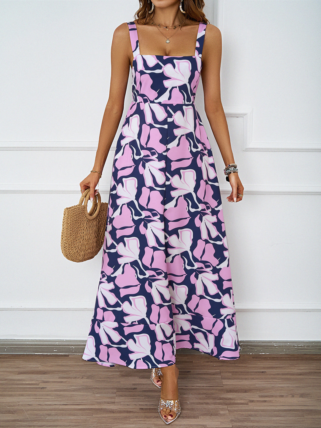 Robe maxi femme avec design floral et bretelles sophistiquées Levoire