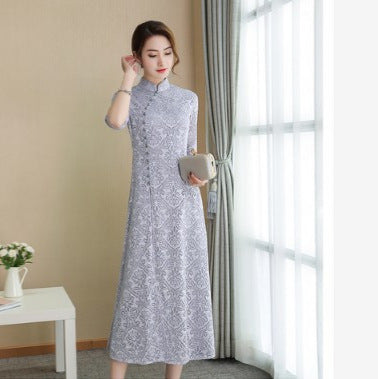 Levoire | Spitzen-Qipao Fille d'été Robe d'été