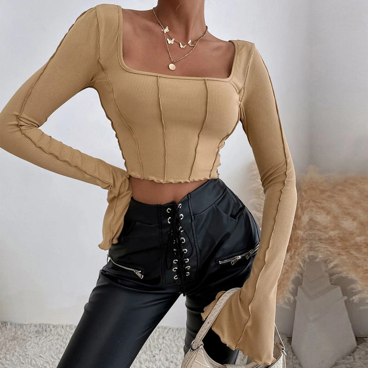 Top court Couture pour femmes avec décolleté carré et manches longues Levoire