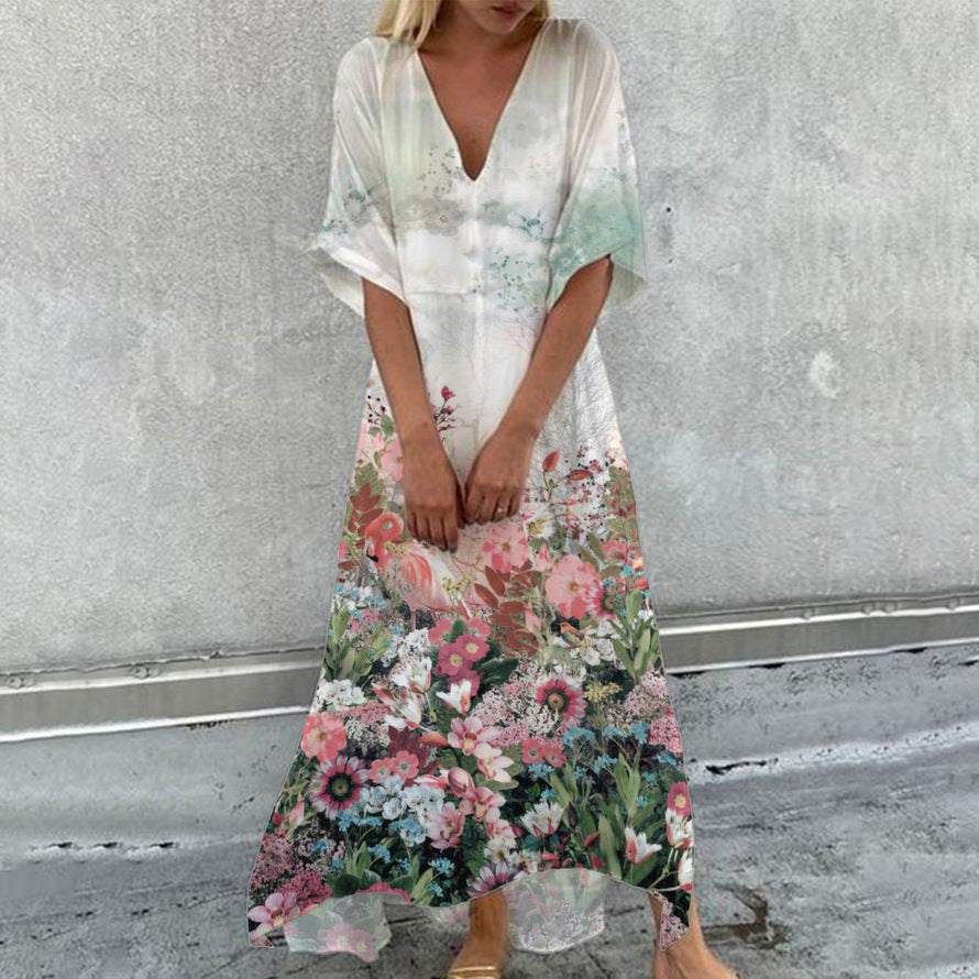 Levoire | Trendik Imprimé V-encolure Mini Robe 4#
