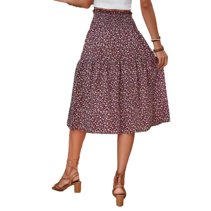 Jupe midi pour femmes avec taille élastique et motif floral Levoire