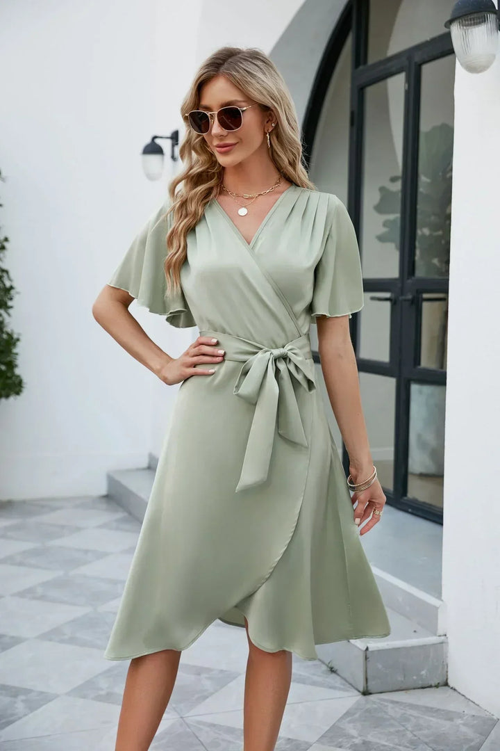 Levoire | Robe D'Été À Décolleté En V Pour Femmes Vert
