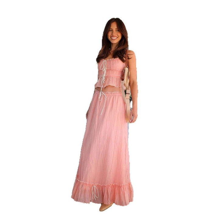 Robe Maxi Aérée pour Femmes avec Détails Volants et Encolure Ajustable Levoire