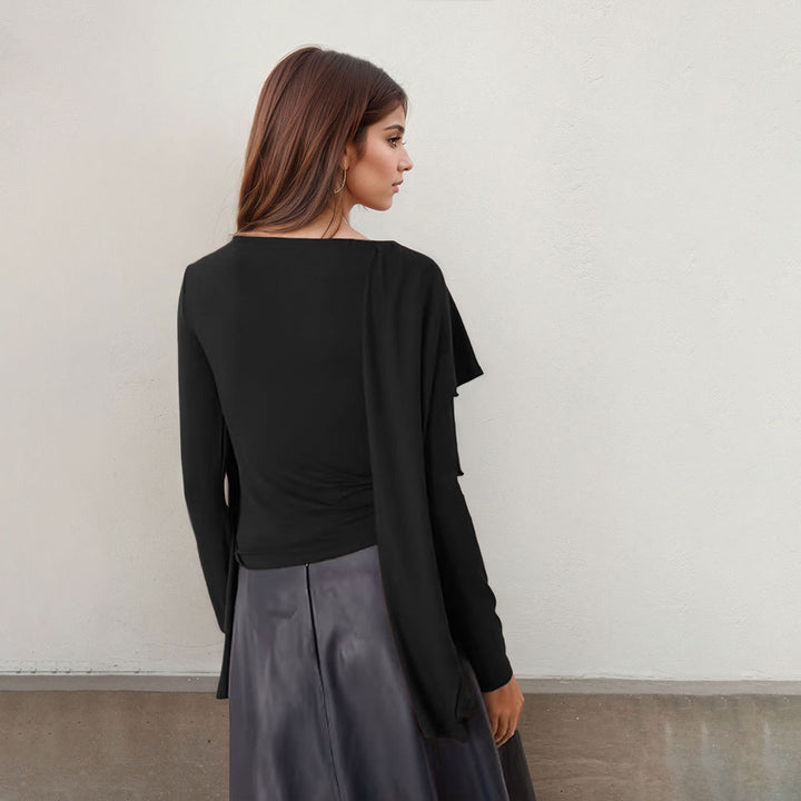 Top Élegant pour Femmes avec Design Asymétrique et Manches Amples Levoire