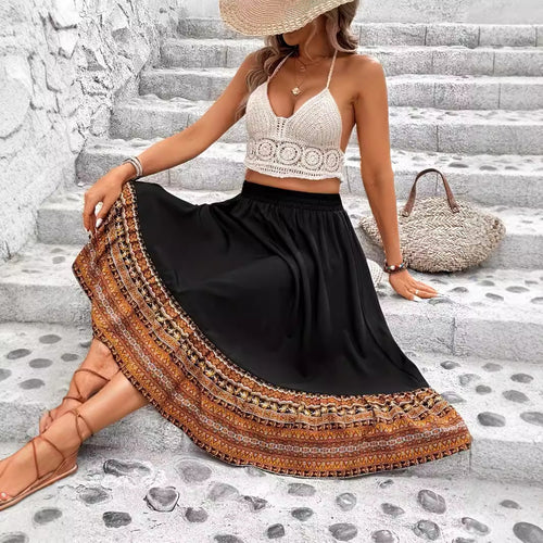 Jupe maxi pour femme avec motif ethnique vibrant Levoire