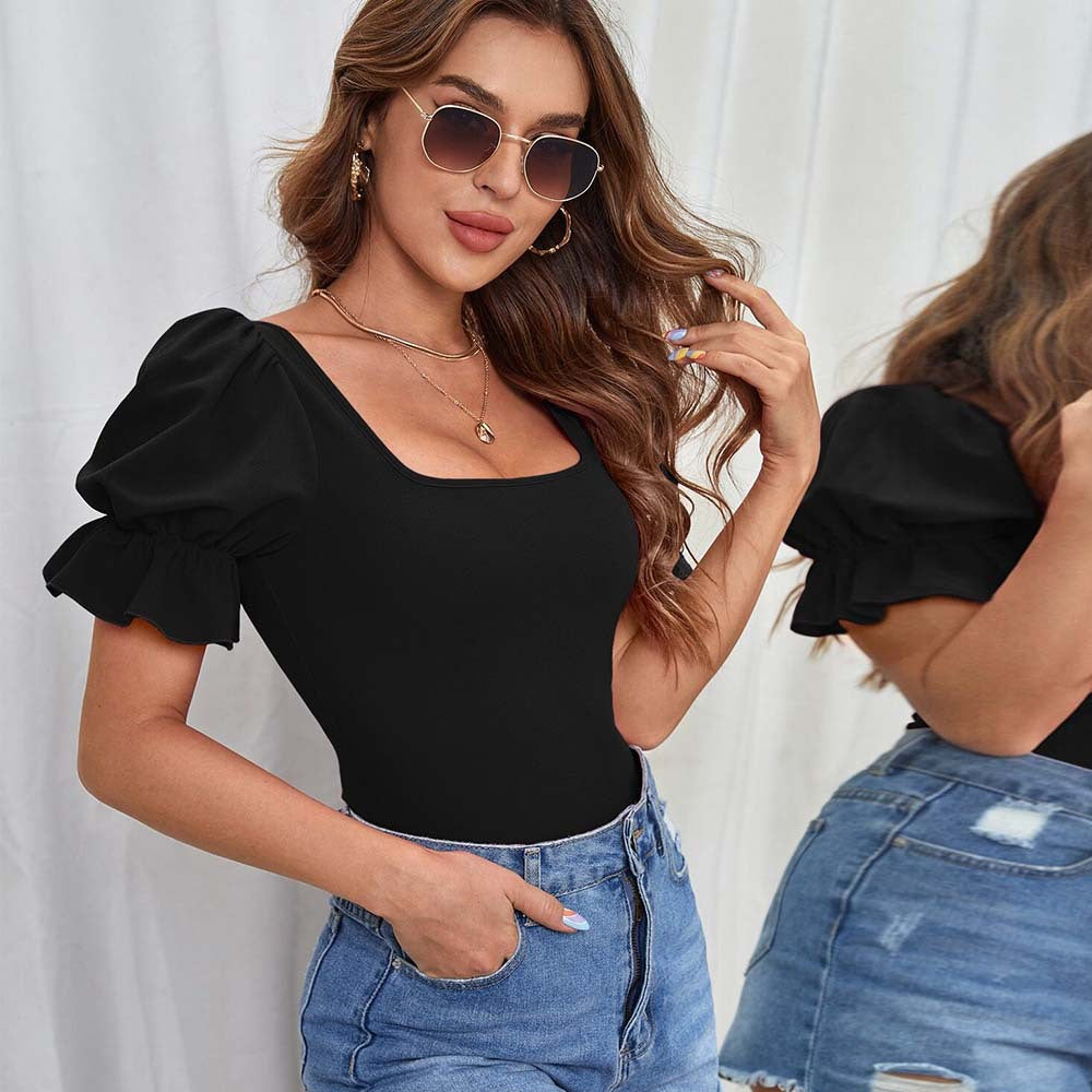 Body pour femmes avec manches bouffantes et décolleté carré Levoire