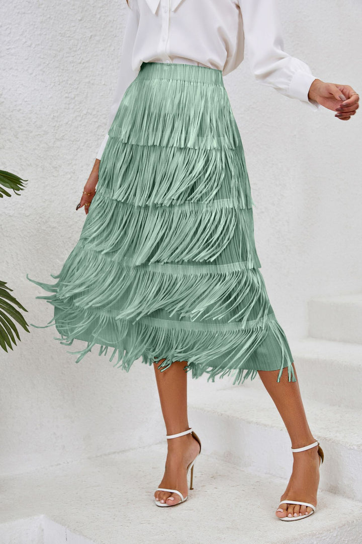 Jupe pour femme avec un design à franges et des couches fluides Levoire