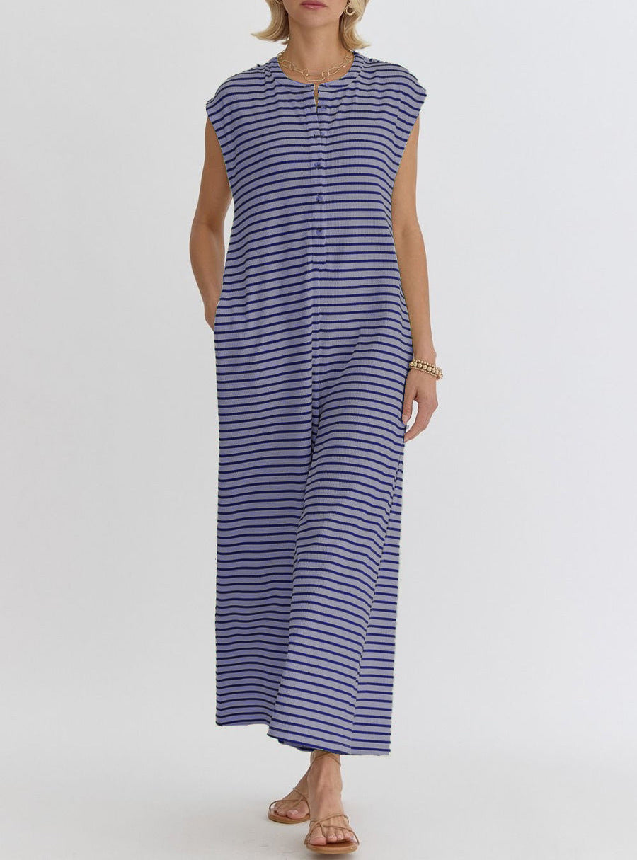 Combinaison décontractée femme avec motif stripes moderne et poches pratiques Levoire