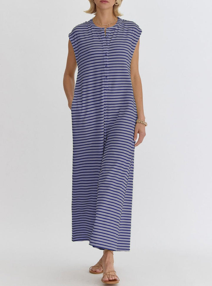 Combinaison décontractée femme avec motif stripes moderne et poches pratiques Levoire