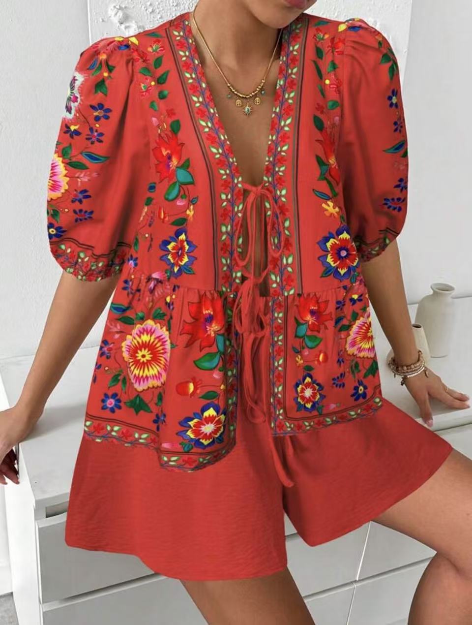 Chemisier femme avec motif floral coloré et coupe décontractée Levoire