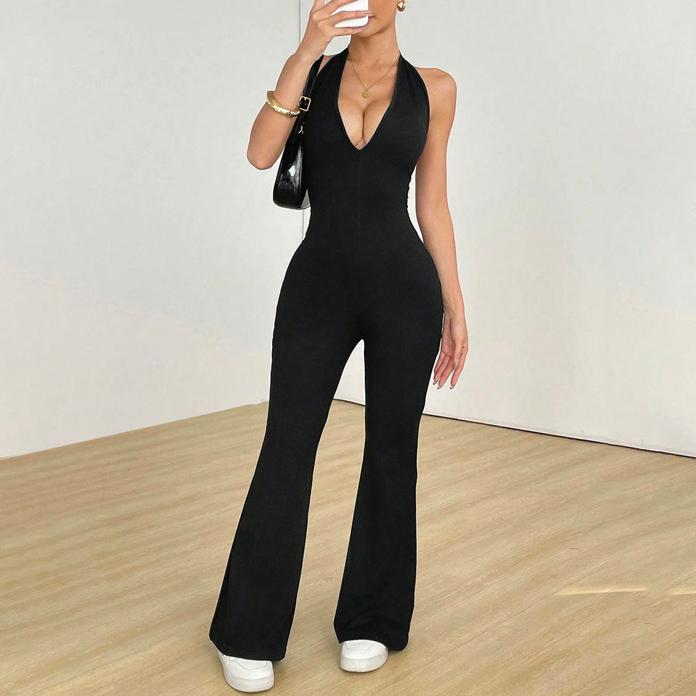 Combinaison pour femme avec décolleté en V profond et jambe large Levoire