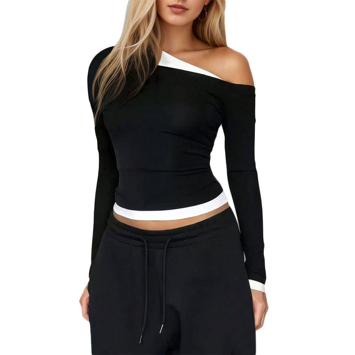 Top à manches longues pour femmes avec encolure asymétrique et détails fins Levoire