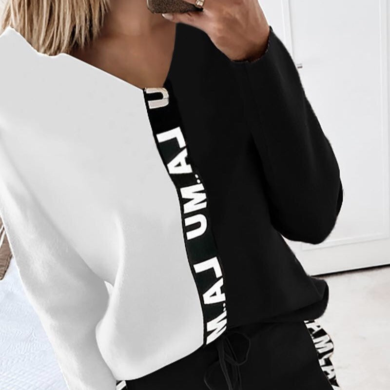 Ensemble de survêtement pour femmes avec un design moderne en blocs de couleurs et une taille élastique Levoire