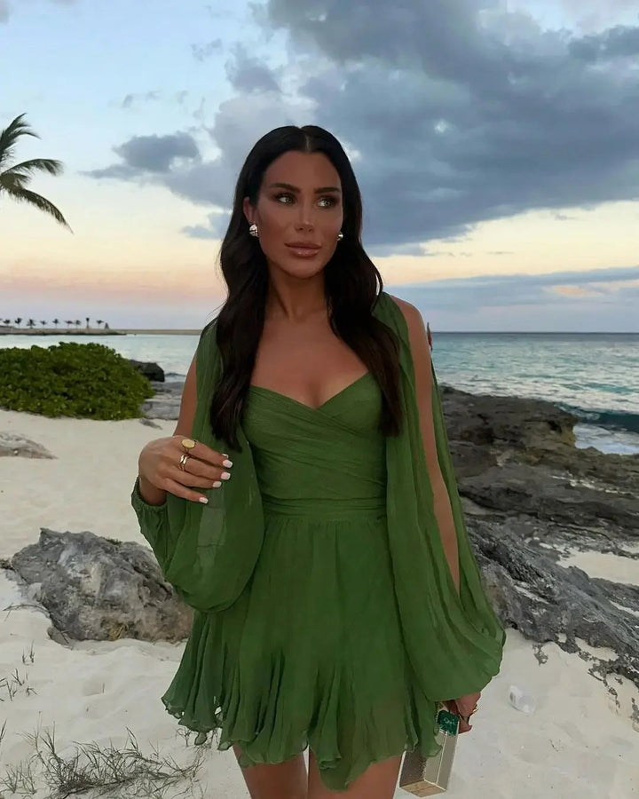 Levoire | Robe D'Été Élégante Courte Vert