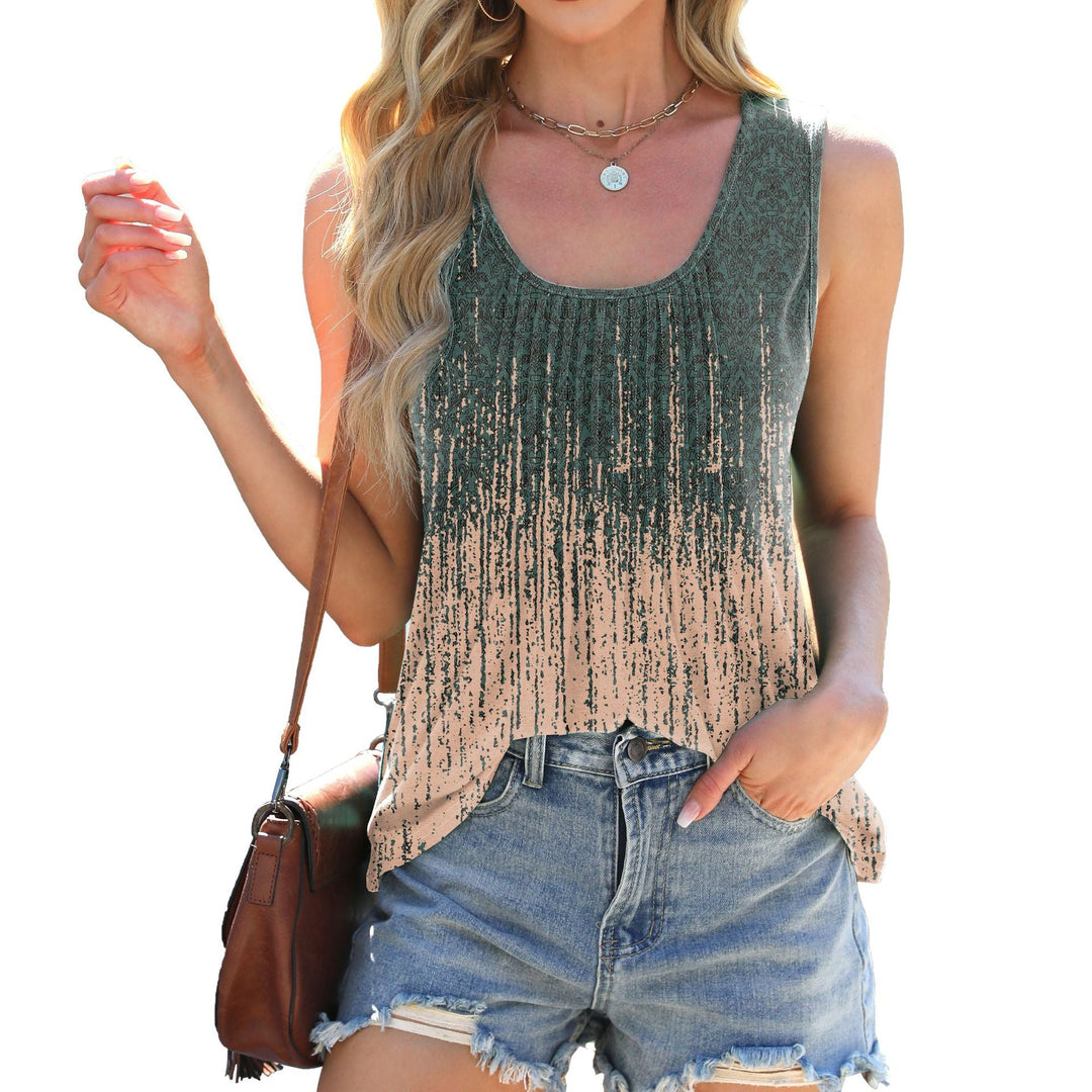 Levoire | T-shirt sans manches décontracté à imprimé Tie-Dye tendance Couleur dégradée