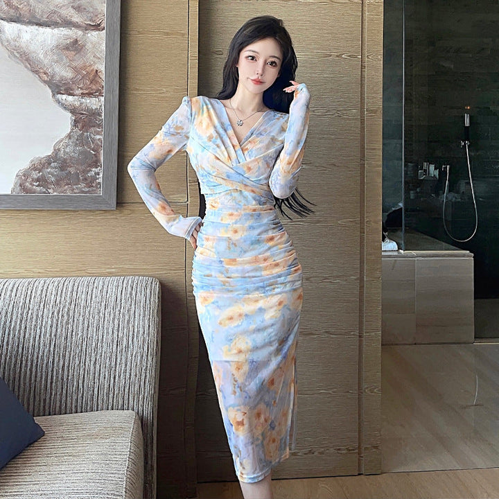 Levoire | Robe à nœud à décolleté en V séduisante Couleur de fleurs