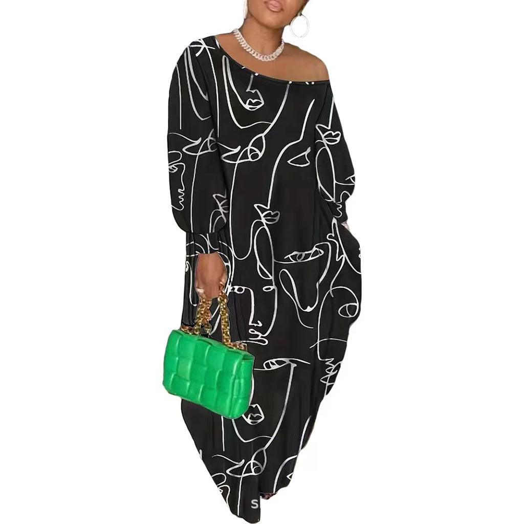 Levoire | Belle robe chemise diagonale avec motif abstrait