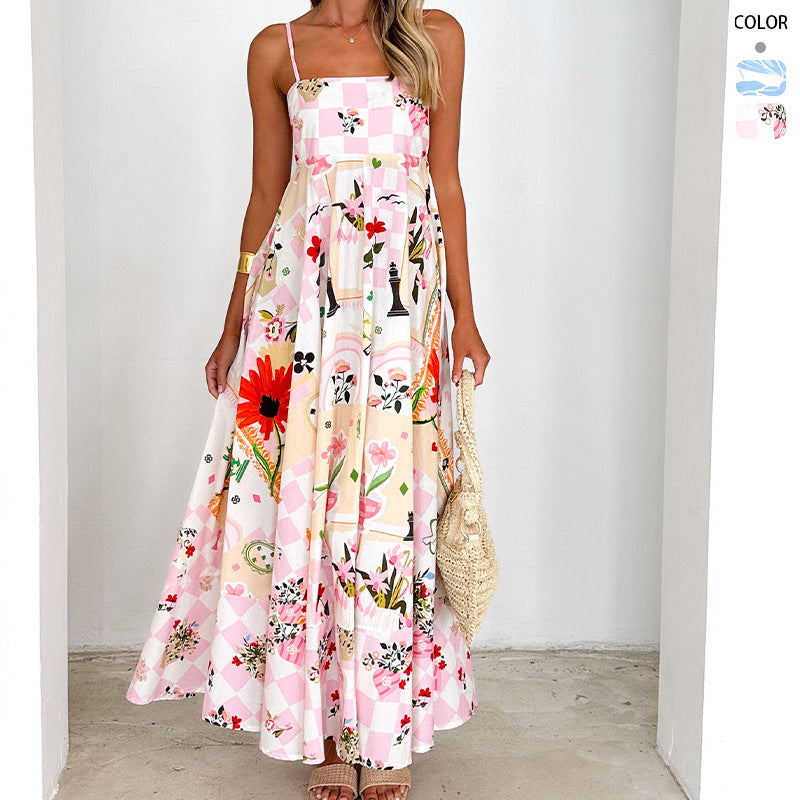 Robe maxi femme avec des bretelles élégantes et des accents floraux Levoire