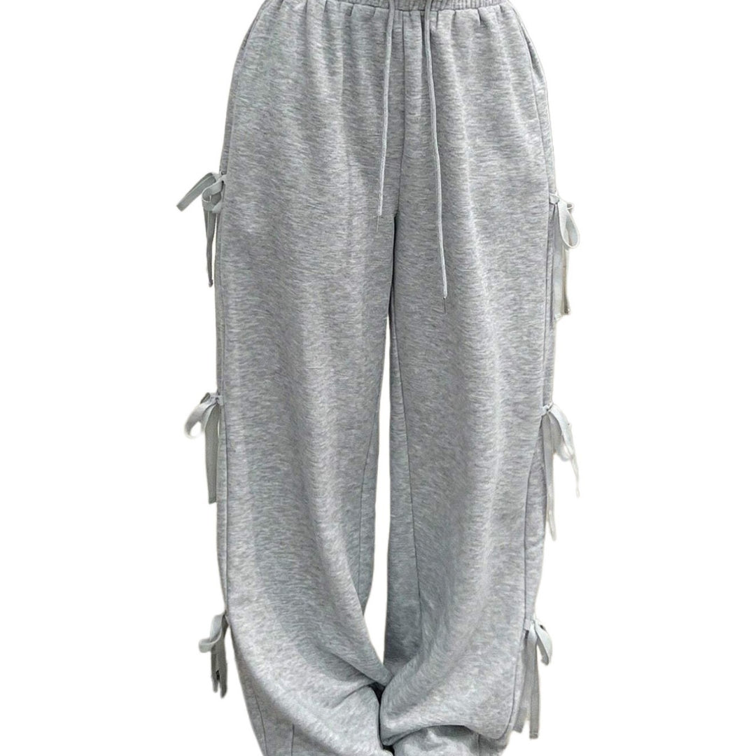 Pantalons décontractés pour femmes avec détails de volants sur les côtés et taille élastique Levoire