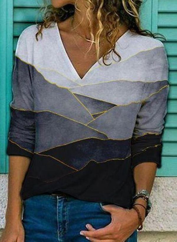 Levoire | Rento Print V-col Vêtements à manches longues T-shirt 4