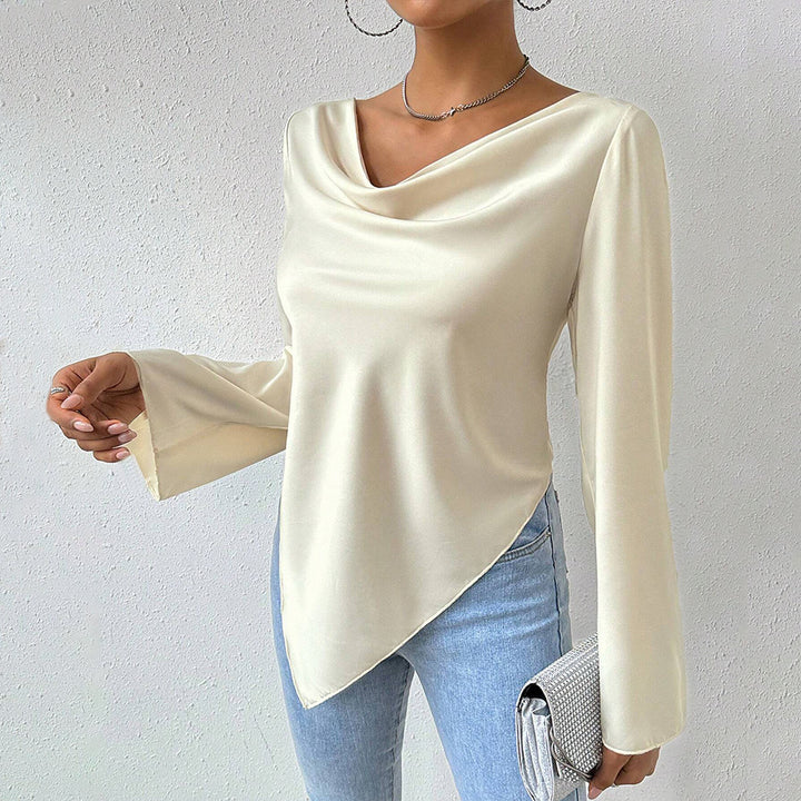 Blouse femme avec décolleté en cascade chic et manches longues Levoire