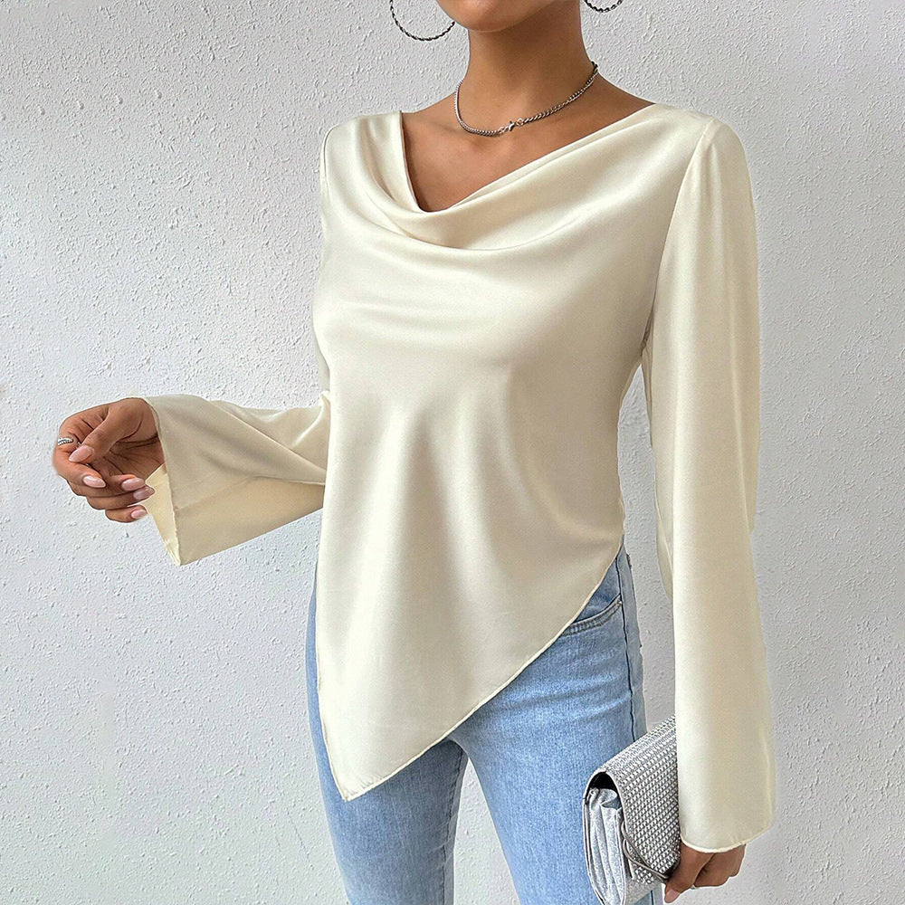Blouse pour femmes avec décolleté cascade chic et manches longues Levoire