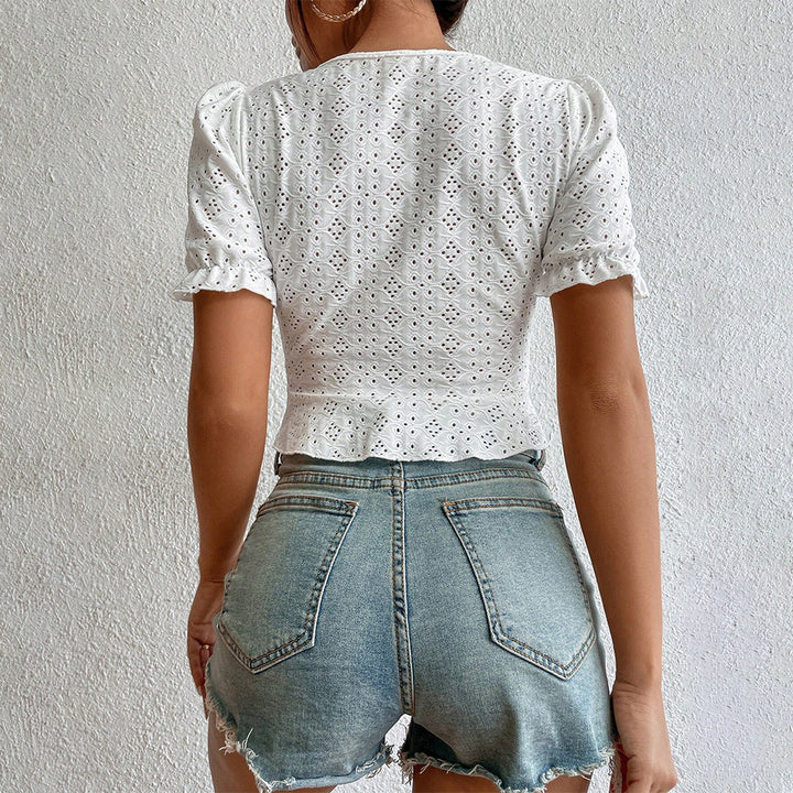 Blouse à manches courtes pour femme avec détails volantés et coupe ample Levoire