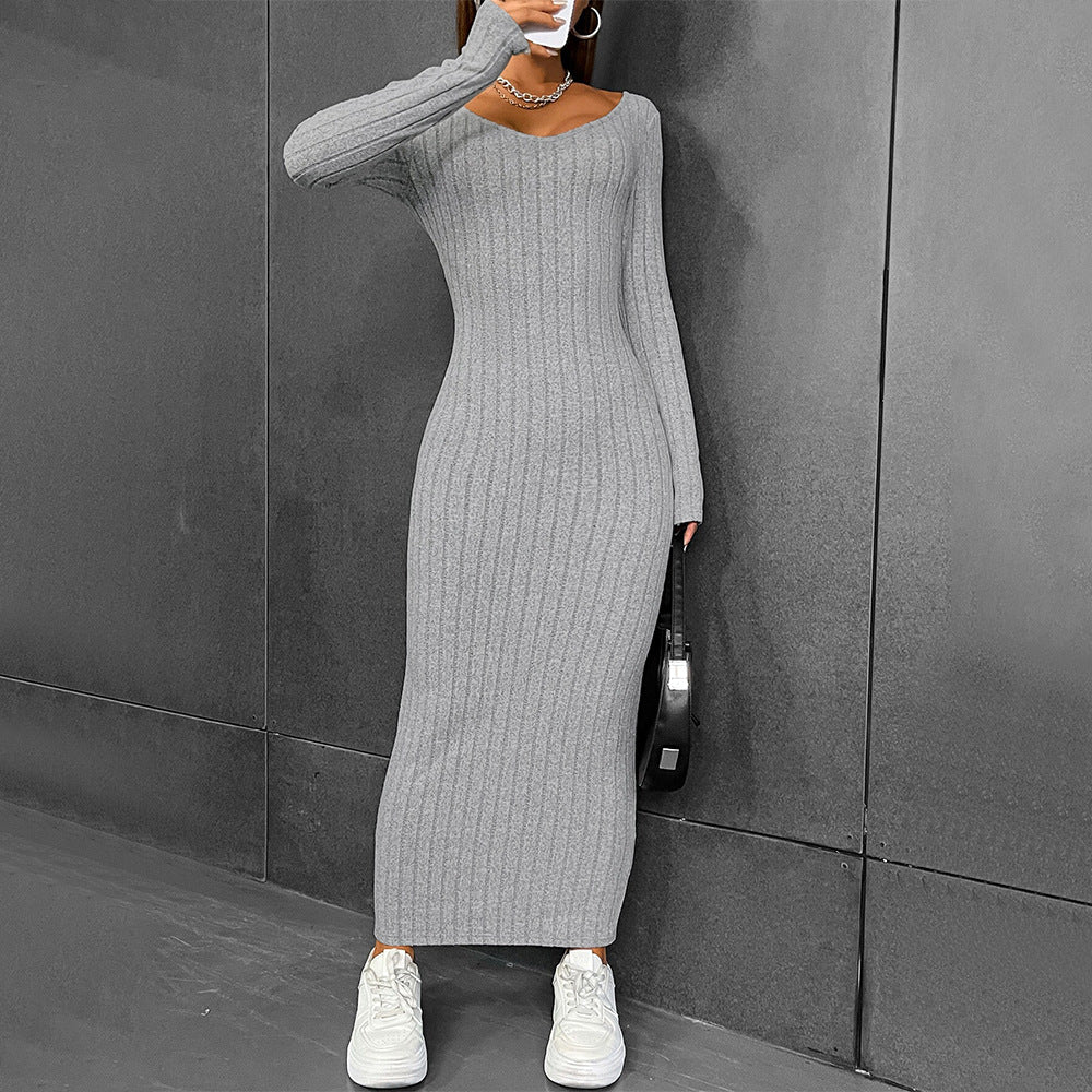Robe tricotée ajustée à manches longues pour femmes Levoire