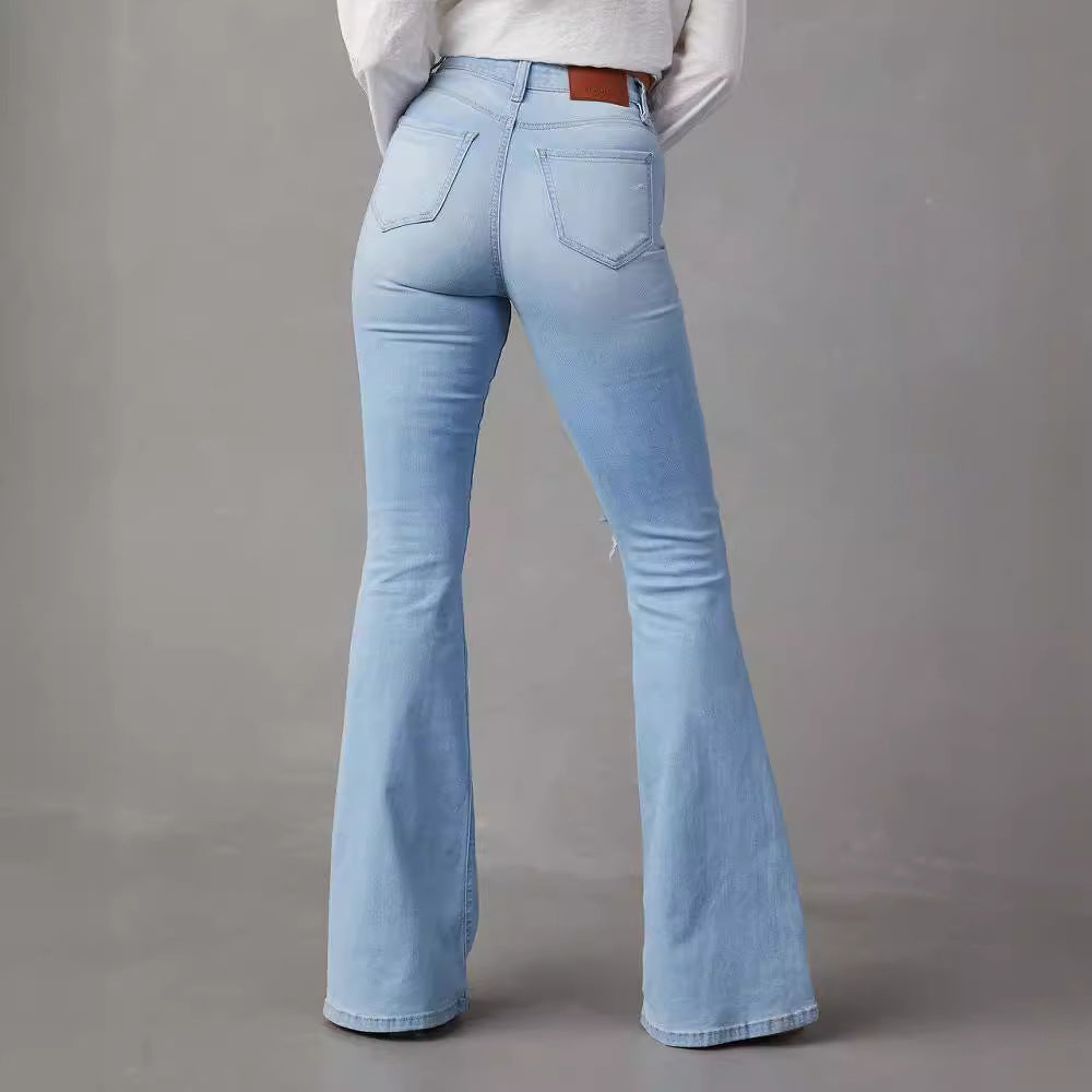 Jeans évasés pour femmes avec effet Destroyed tendance Levoire