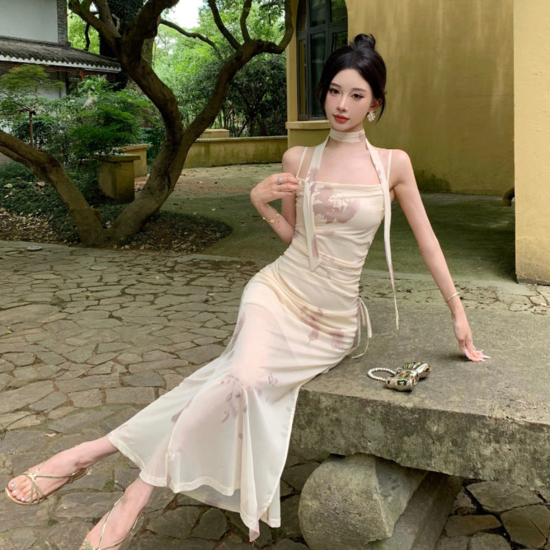 Levoire | Robe à une épaule Slimmante Sans manches Robe taille