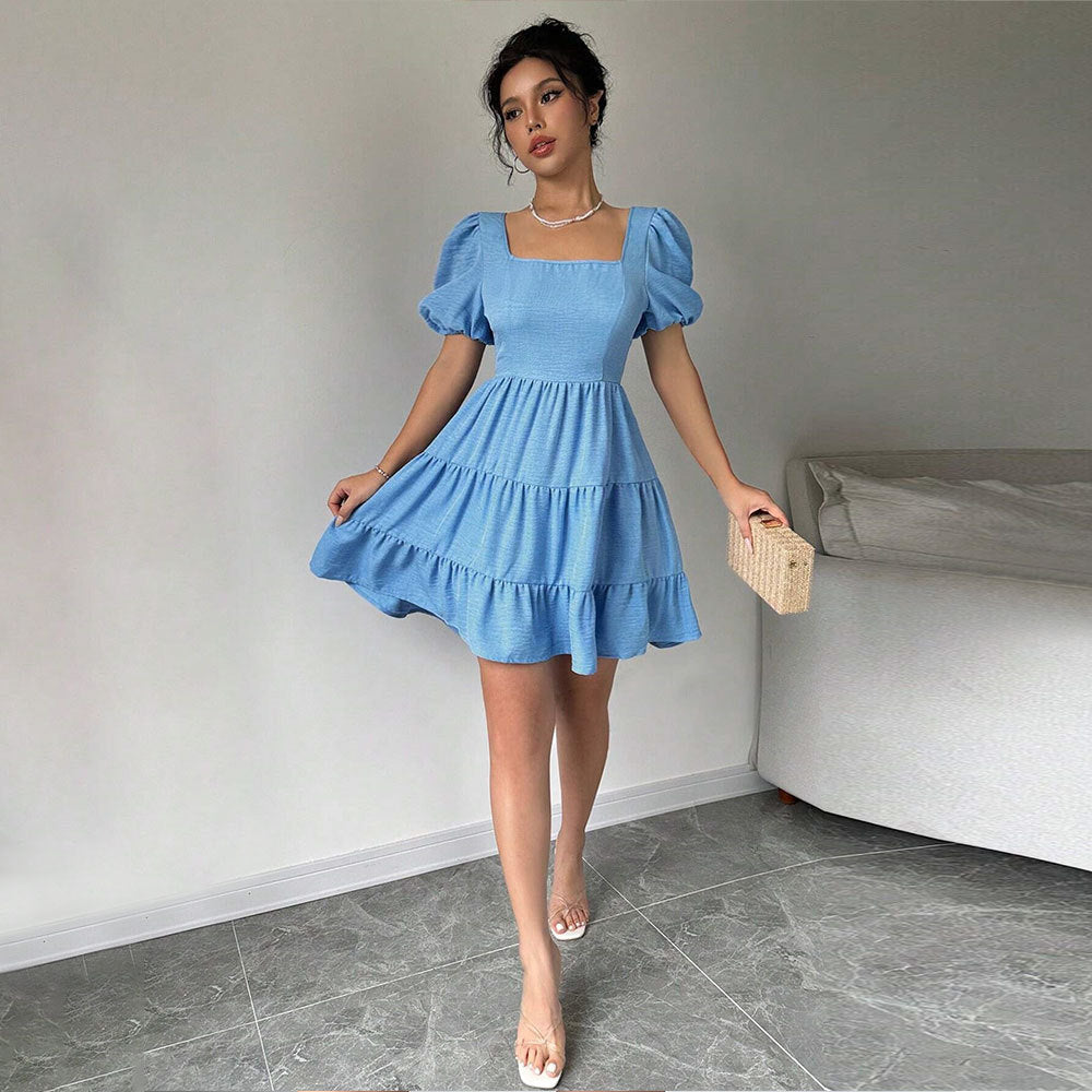 Robe pour femmes avec manches bouffantes et ourlet à volants Levoire