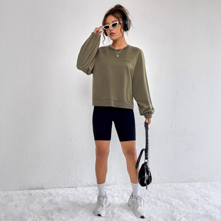Sweatshirt décontracté pour femmes à raglan avec poignets élastiques et design minimaliste Levoire