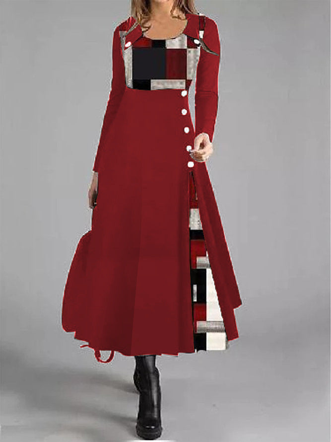 Levoire | Tendance, meilleur vendeur, robe à manches longues avec élément de couleur Bordeaux