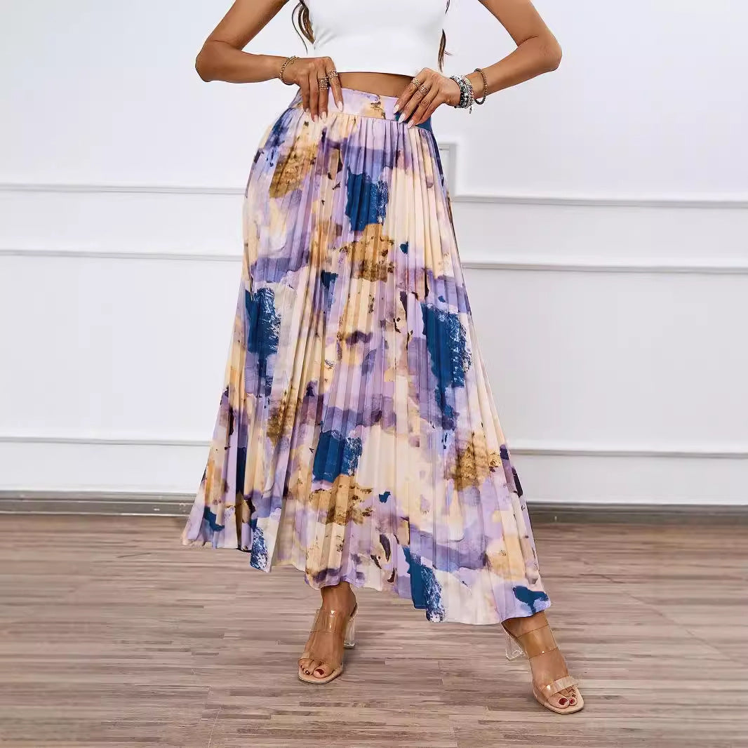 Jupe maxi pour femmes avec détails plissés et design floral Levoire