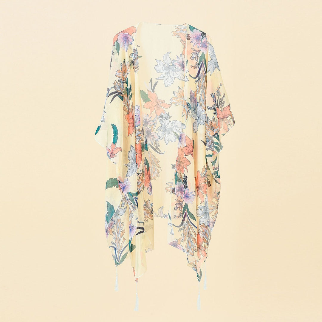 Levoire | Kimono D'Été En Tricot En Forme De Fleur Pour Femmes Jaune Rose