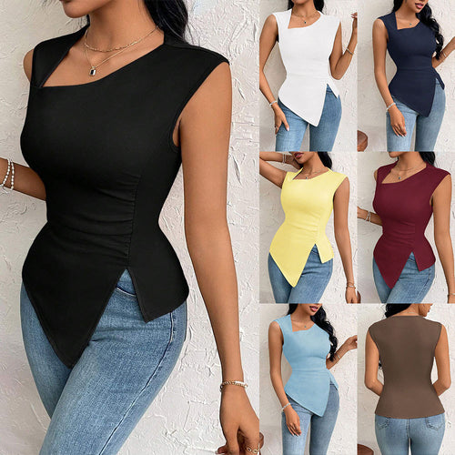 Top asymétrique pour femmes avec drapage élégant et découpe à la mode Levoire