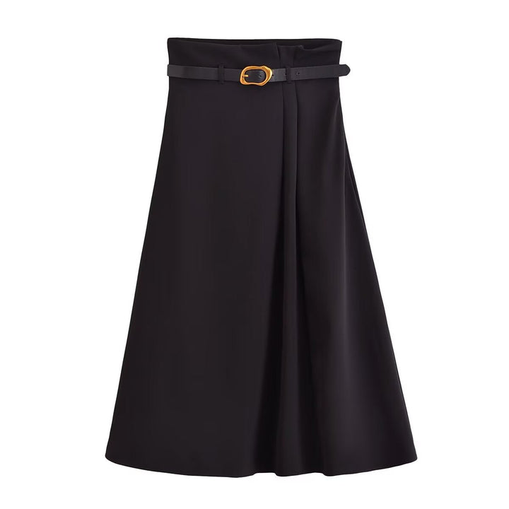 Levoire | Jupe midi printanière élégante noir