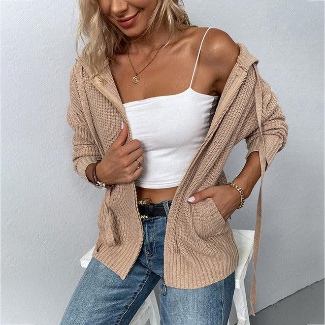 Levoire | Veste À Capuche Tricotée Zippée Pour Femmes