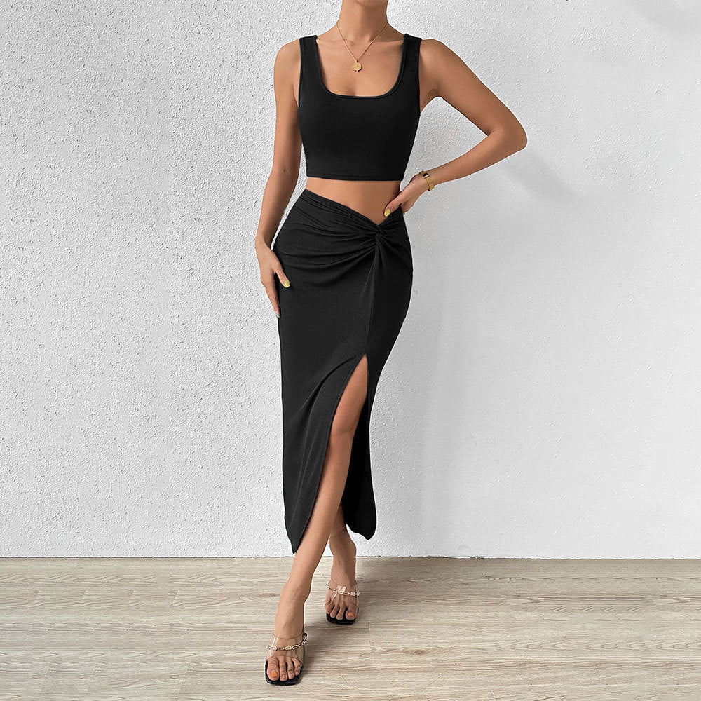 Robe portefeuille pour femmes avec fente asymétrique et détail de nœud chic Levoire