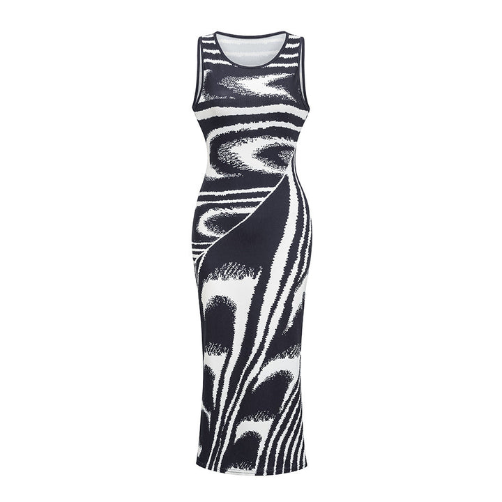 Levoire | Élégant Robe Bodycon Imprimée Slim-Fit noir