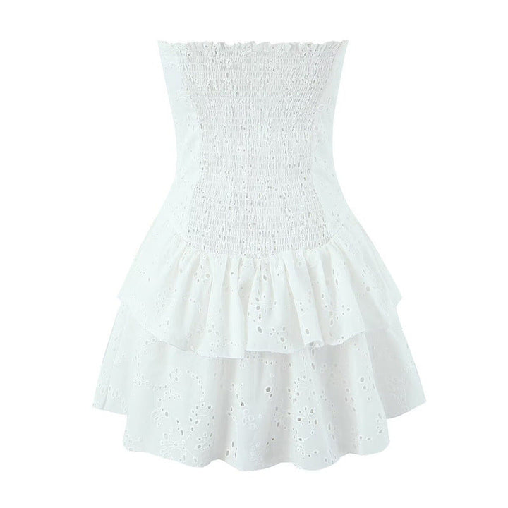 Levoire | Robe Minimale Sans Bretelles Étirée au Dos Brodée