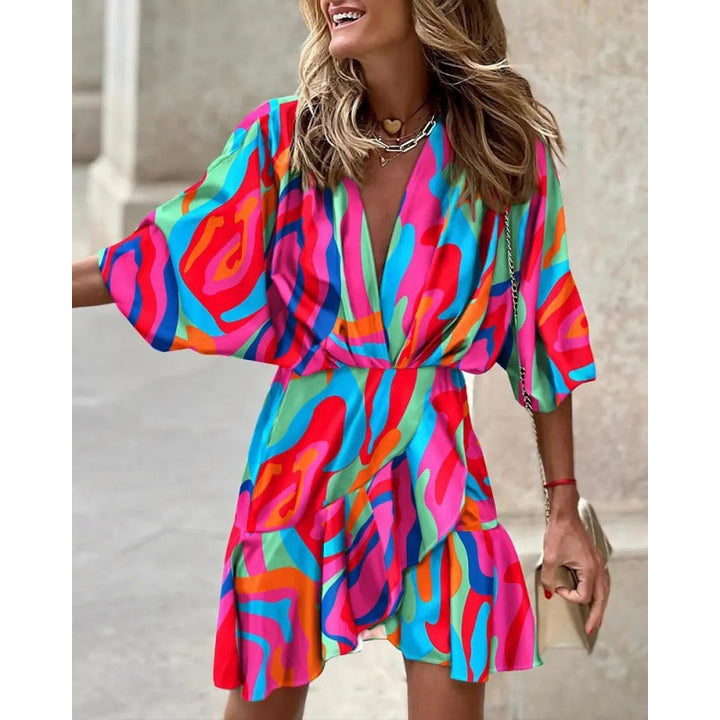 Levoire | Robe à encolure en V asymétrique tendance Couleur